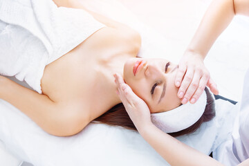 Cosmetic massage of the face and neck area. Cosmetic skin care to improve blood circulation....