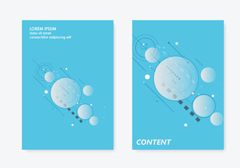 Abstract background with overlapping circles and lines and dots. Dynamic motion design. Modern simple structure. Technology and connection concept © Leonid