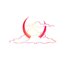 moon looking like a horns illustration logo (solar horns)