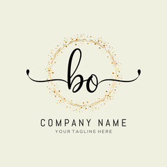 initial BO handwriting logo design vector template illustration. abstract handwriting letter BO logo design vector.