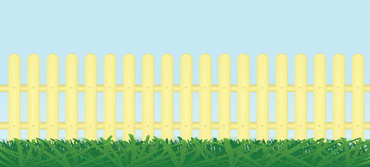 Grass in front of fence. vector