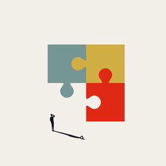Business missing puzzle piece vector concept. Symbol of solution, problem and challenge. Minimal illustration.