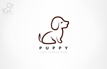 Dog logo vector. Puppy animal. Pet design.
