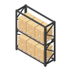 Isometric 3D storage rack for industrial warehouse