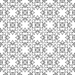 Stylish texture with figures from lines.
Abstract geometric black and white pattern for web page, textures, card, poster, fabric, textile. Monochrome graphic repeating design. 