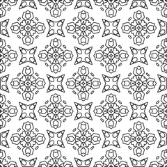 Stylish texture with figures from lines.
Abstract geometric black and white pattern for web page, textures, card, poster, fabric, textile. Monochrome graphic repeating design. 