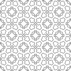 Stylish texture with figures from lines.
Abstract geometric black and white pattern for web page, textures, card, poster, fabric, textile. Monochrome graphic repeating design. 