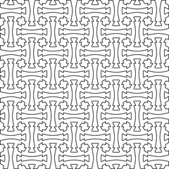 Stylish texture with figures from lines.
Abstract geometric black and white pattern for web page, textures, card, poster, fabric, textile. Monochrome graphic repeating design. 