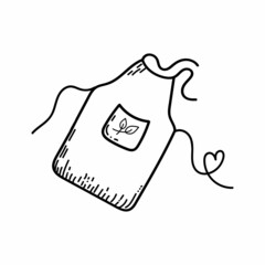 Apron, hand-drawn doodle in sketch style. Chef's clothing. Protecting clothes while cooking. Isolated vector illustration for chef tool store.