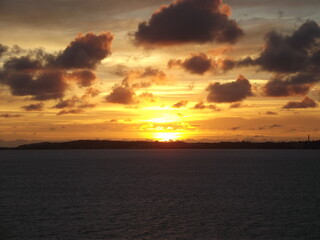 Sunrise over the ocean off the island of Grand Bermuda, Bermuda