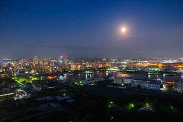 千葉市 千葉ポートタワーから見る千葉の街並みと工業地帯 夜景