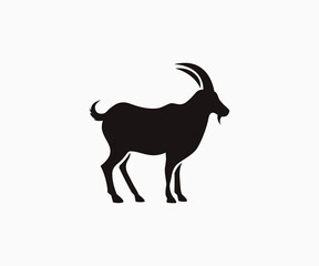 Goat Logo Template Vector Icon. Goat Silhouette Logo Vector Template. Black And White Goat Icon Logo Design.