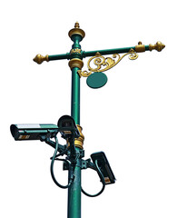 Security camera on white background