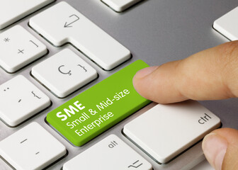 SME Small and Mid-size Enterprise - Inscription on Green Keyboard Key.