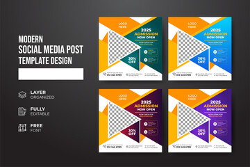 Modern and creative school admission social media post template