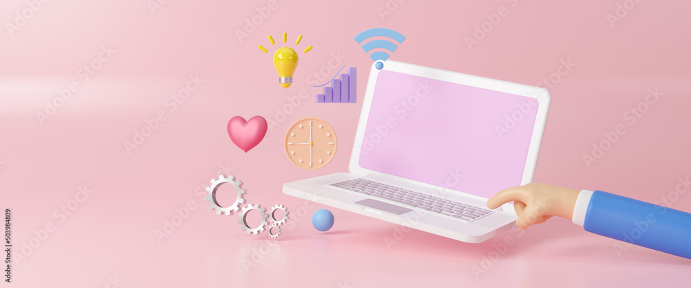 Poster technology and business global internet connection application concept, content management software 