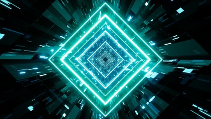 Cyber Network Tunnel 3D Illustration