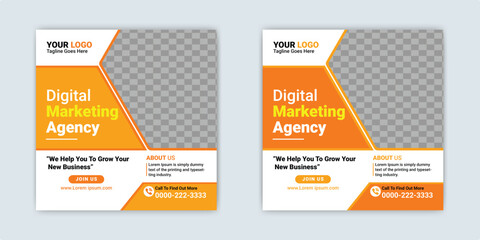 Digital Business Marketing Social Media Post Template. Vector	
