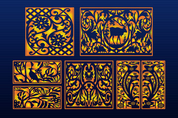 Obraz premium Decorative Laser Cut Set Abstract Geometric Seamless Template