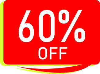 Sale tag 60 % off, banner design template, red color, vector illustration