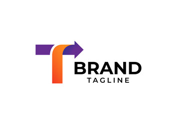 initial T logo , letter T with arrow combination, usable for logistic, finance and company logos, vector illustration