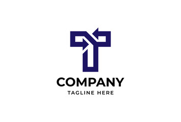 initial T logo , letter T with arrow combination, usable for logistic, finance and company logos, vector illustration