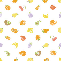 Seamless pattern of colorful simple minimalistic fruit icons for prints, wallpapers, mobile concepts and web apps