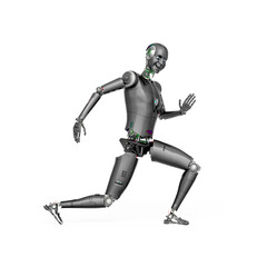 Fototapeta na wymiar almost human cyberman is doing a robot dance