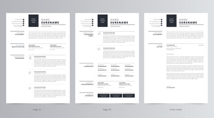 Professional Resume/CV and Cover Letter Template - obrazy, fototapety, plakaty