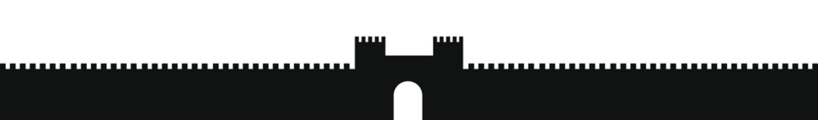 Castle silhouette vector. Wide silhouette of a castle