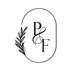 fp, pf, Elegant Wedding Monogram, Wedding Logo Design, Save The Date Logo