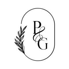 gp, pg, Elegant Wedding Monogram, Wedding Logo Design, Save The Date Logo