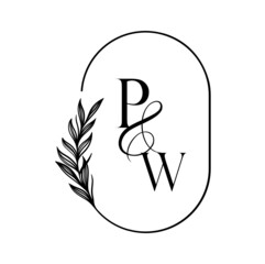 wp, pw, Elegant Wedding Monogram, Wedding Logo Design, Save The Date Logo
