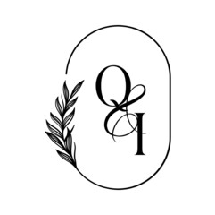 iq, qi, Elegant Wedding Monogram, Wedding Logo Design, Save The Date Logo