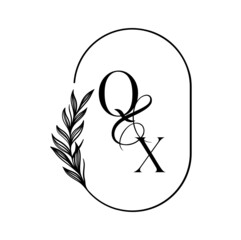 xq, qx, Elegant Wedding Monogram, Wedding Logo Design, Save The Date Logo