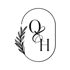 hq, qh, Elegant Wedding Monogram, Wedding Logo Design, Save The Date Logo