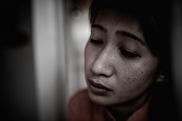 Hands of women desperate to catch the iron prison,prisoner concept,thailand people,Hope to be...