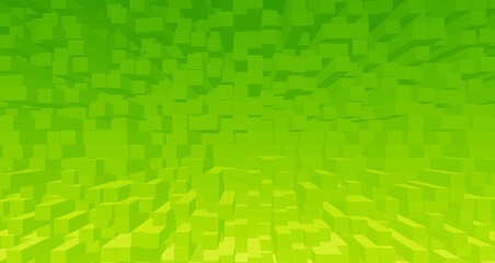 Illustration of Gradient Lime Green 3D Cubes for Abstract Background