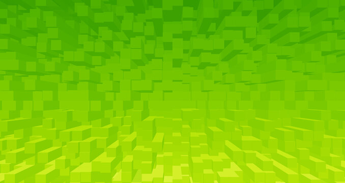 Illustration of Gradient Lime Green 3D Cubes for Abstract Background