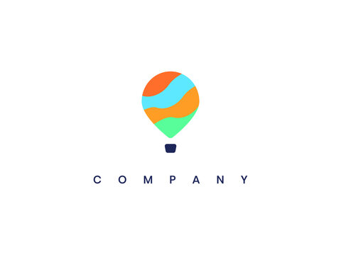 colorful balloon and parachute logo, colorful balloon logo, colorful parachute logo, Simple secure parachute concept logo icon vector design