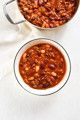 Cowboy beans with ground beef, jalapeno and bacon