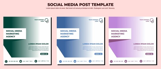 Green blue and Purple Vector Social Media Post Template, vector art illustration and text, Simple and Elegant Design Full Color
