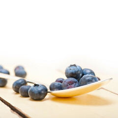 fresh blueberry on silver spoon