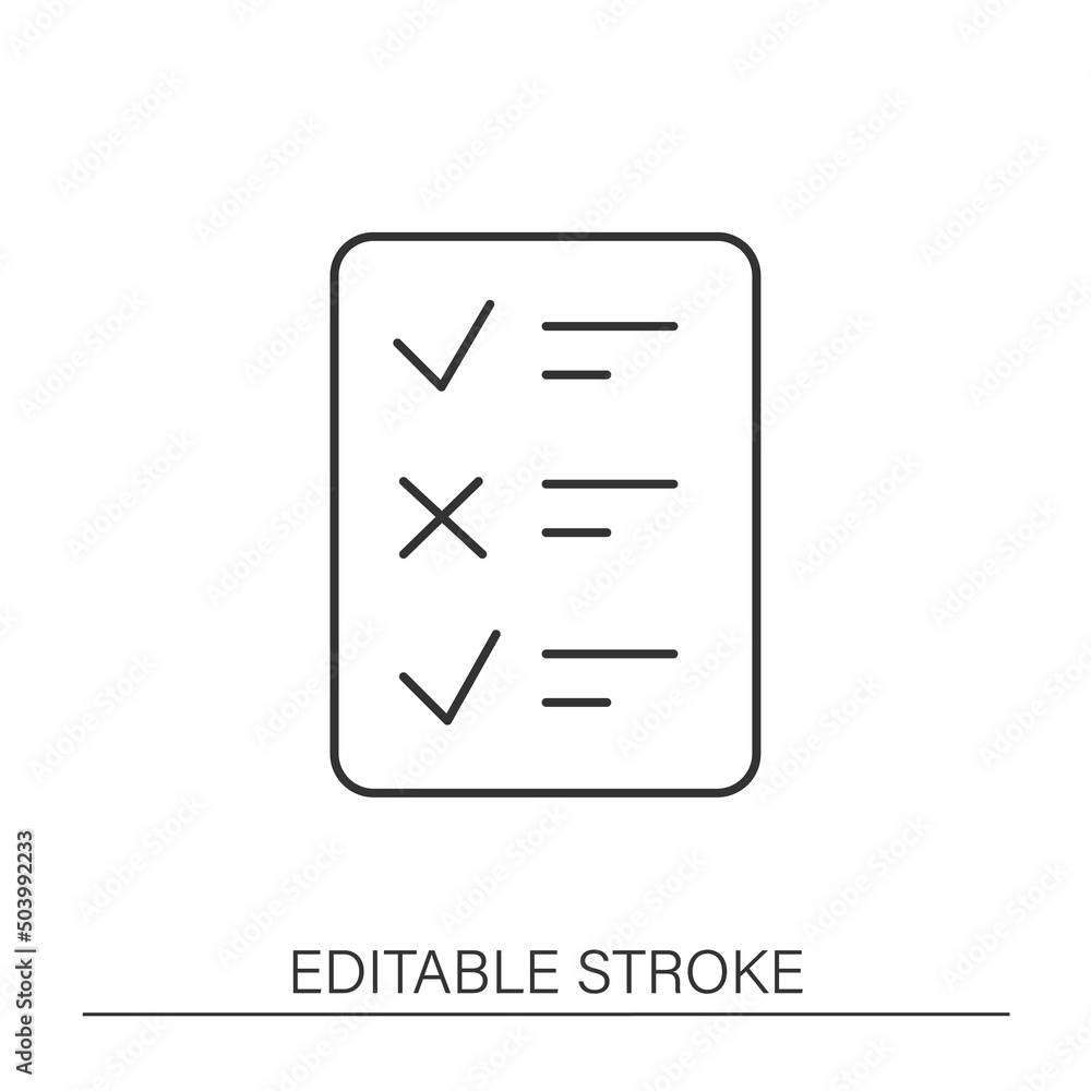 Poster survey line icon. multiple option answer. marketing strategy. questionnaire. clipboard concept. isol