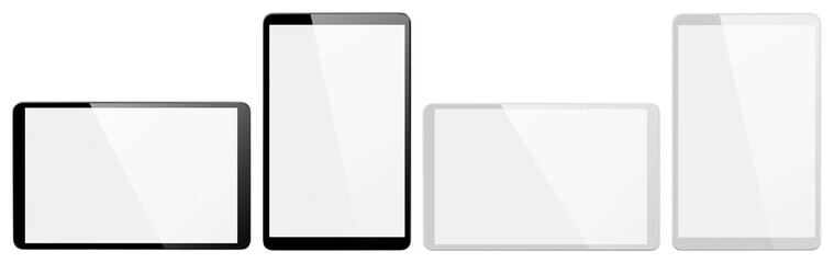 Collection of tablet computers, isolated on white background - obrazy, fototapety, plakaty
