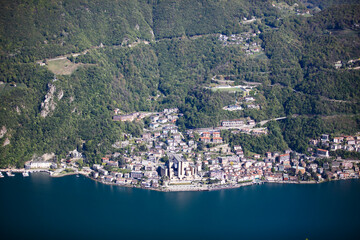 Vue aérienne du village de Campione d'Italia en Italie