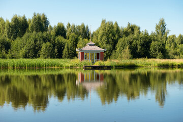 Fototapeta na wymiar Chinese arbor in Stepanovskoe-Volosovo manor of the princely family of the Kurakin located in Tver region Russia