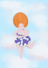 Cotton candy women in the sky illustration 