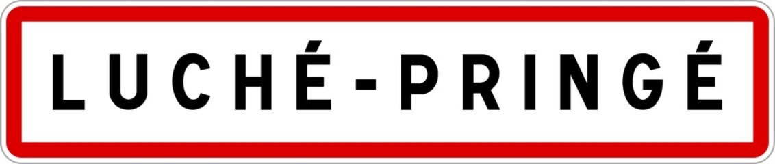 Panneau entrée ville agglomération Luché-Pringé / Town entrance sign Luché-Pringé