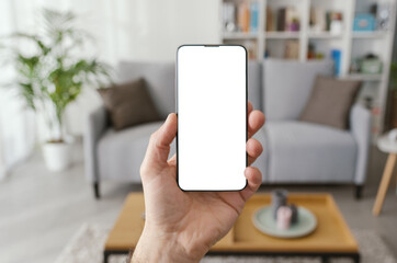 Woman using smart home apps